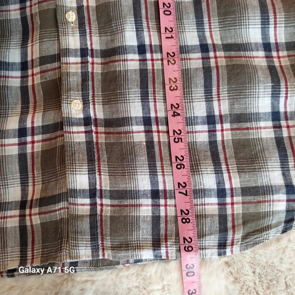 Massimo Dutti 100% Linen Gray Plaid Mens Button Down Shirt Sz M - Picture 14 of 17